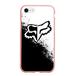 Чехол iPhone 7/8 матовый Fox motocross - черно-белые пятна, цвет: 3D-светло-розовый
