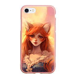 Чехол iPhone 7/8 матовый Рыжая девушка лисица, цвет: 3D-светло-розовый