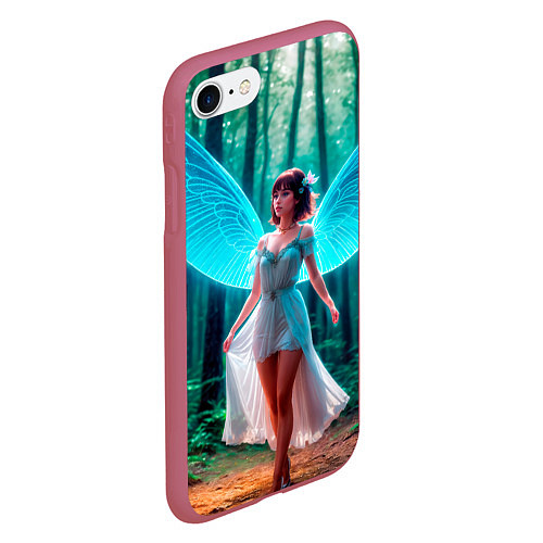 Чехол iPhone 7/8 матовый Девушка фея в дремучем лесу / 3D-Малиновый – фото 2