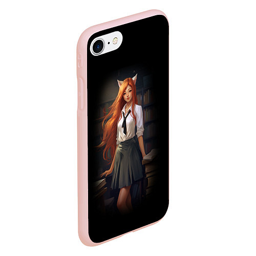 Чехол iPhone 7/8 матовый Девушка лиса / 3D-Светло-розовый – фото 2