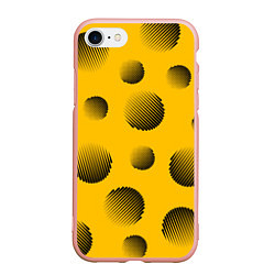 Чехол iPhone 7/8 матовый Объемные черные шары на оранжевом поле