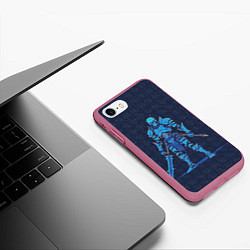 Чехол iPhone 7/8 матовый Pixel Skeleton, цвет: 3D-малиновый — фото 2