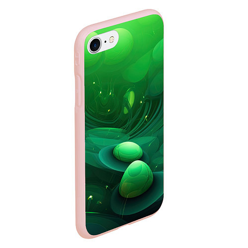 Чехол iPhone 7/8 матовый Зеленые выпуклые шары текстура / 3D-Светло-розовый – фото 2