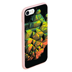 Чехол iPhone 7/8 матовый Зеленая кубическая абстракция, цвет: 3D-светло-розовый — фото 2