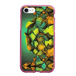 Чехол iPhone 7/8 матовый Зеленая объемная абстракция, цвет: 3D-малиновый