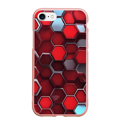 Чехол iPhone 7/8 матовый Cyber hexagon red