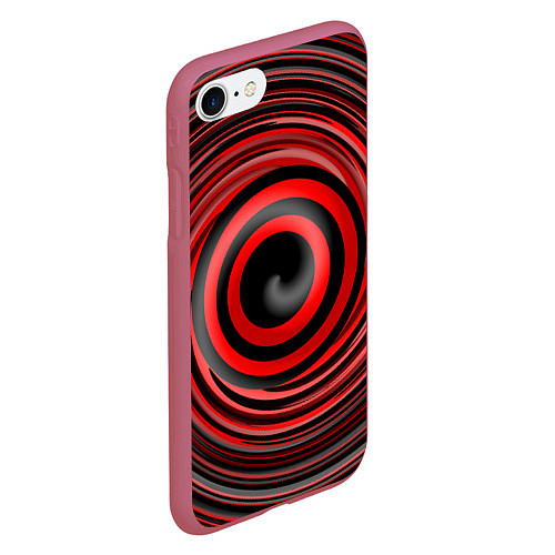 Чехол iPhone 7/8 матовый Красно-черный вихрь / 3D-Малиновый – фото 2