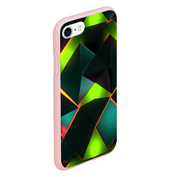 Чехол iPhone 7/8 матовый Неоновый зеленый калейдоскоп, цвет: 3D-светло-розовый — фото 2