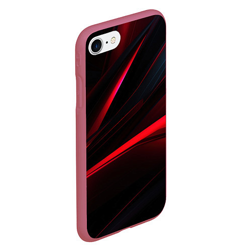 Чехол iPhone 7/8 матовый Red lighting black background / 3D-Малиновый – фото 2