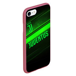 Чехол iPhone 7/8 матовый Juventus green line, цвет: 3D-малиновый — фото 2