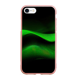 Чехол iPhone 7/8 матовый Зеленые абстрактные волны, цвет: 3D-светло-розовый