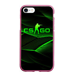 Чехол iPhone 7/8 матовый CSGO green abstract lines, цвет: 3D-малиновый