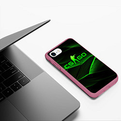 Чехол iPhone 7/8 матовый CSGO green abstract lines, цвет: 3D-малиновый — фото 2