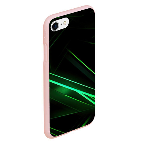Чехол iPhone 7/8 матовый Green lines black backgrouns / 3D-Светло-розовый – фото 2