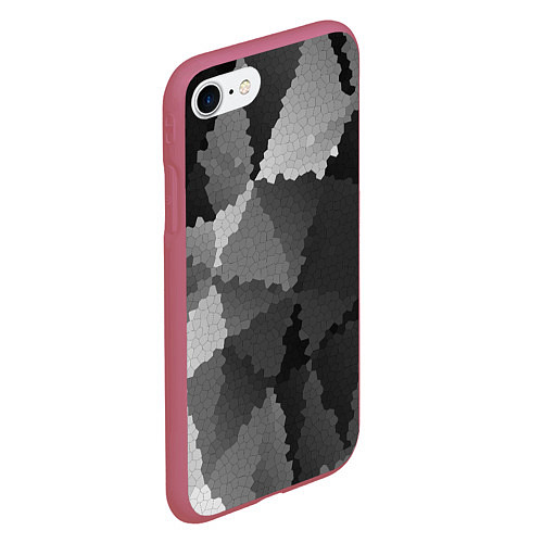 Чехол iPhone 7/8 матовый Мозаичный узор в серых оттенках / 3D-Малиновый – фото 2