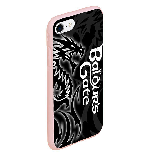 Чехол iPhone 7/8 матовый Балдурс гейт 3 - черный дракон / 3D-Светло-розовый – фото 2