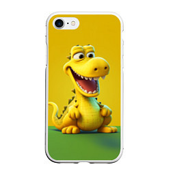Чехол iPhone 7/8 матовый Жёлтый крокодил, цвет: 3D-белый
