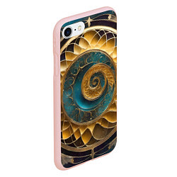 Чехол iPhone 7/8 матовый Синий золотой водоворот декоративный орнамент, цвет: 3D-светло-розовый — фото 2