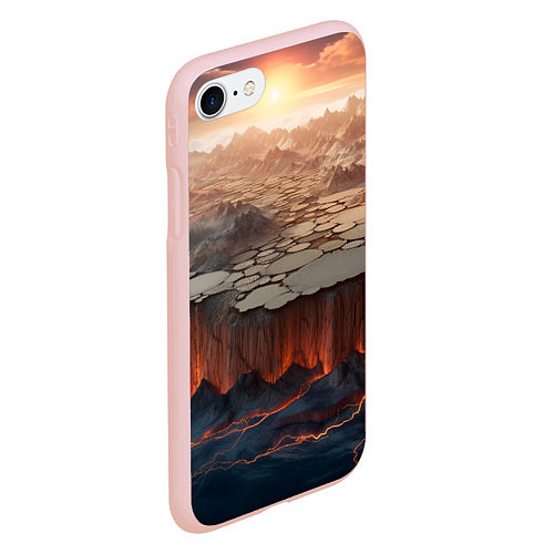 Чехол iPhone 7/8 матовый Разлом земли и лавовой поверхности / 3D-Светло-розовый – фото 2