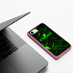 Чехол iPhone 7/8 матовый CSGO green abstract elements, цвет: 3D-малиновый — фото 2