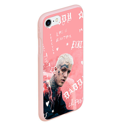 Чехол iPhone 7/8 матовый Lil Peep тату розовый / 3D-Светло-розовый – фото 2
