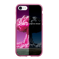 Чехол iPhone 7/8 матовый Barbenheimer - meme - nuclear explosion, цвет: 3D-малиновый