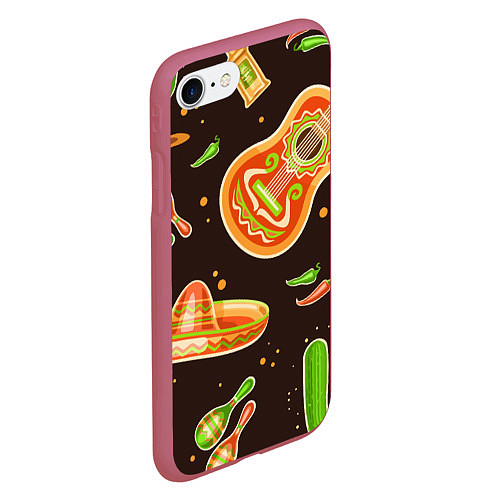 Чехол iPhone 7/8 матовый Мексиканское веселье / 3D-Малиновый – фото 2