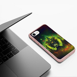 Чехол iPhone 7/8 матовый Зеленая фантастическая ведьма с бабочками, цвет: 3D-светло-розовый — фото 2