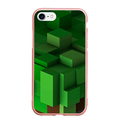 Чехол iPhone 7/8 матовый Зелёный блоковый паттерн