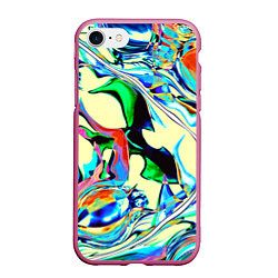 Чехол iPhone 7/8 матовый Яркие абстрактные разводы, цвет: 3D-малиновый