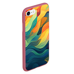 Чехол iPhone 7/8 матовый Красочная палитра в волнах, цвет: 3D-малиновый — фото 2
