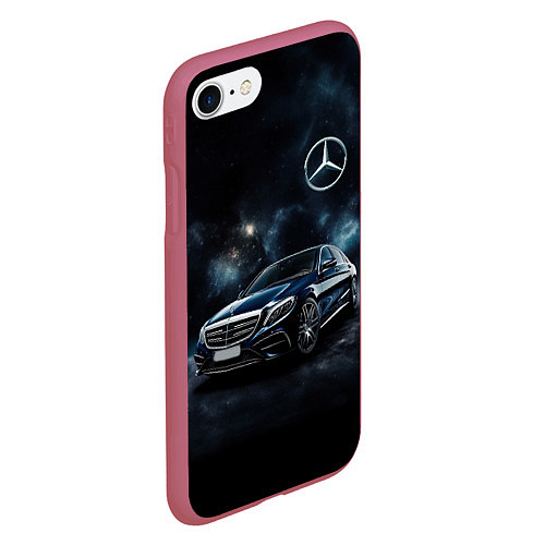 Чехол iPhone 7/8 матовый Mercedes Benz galaxy / 3D-Малиновый – фото 2