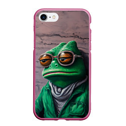 Чехол iPhone 7/8 матовый Уставшная лягушка Пепе, цвет: 3D-малиновый