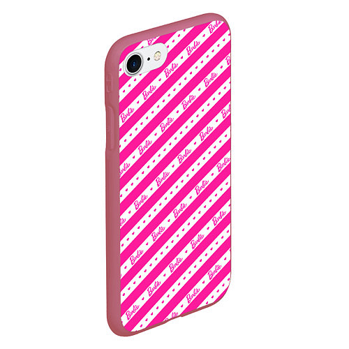 Чехол iPhone 7/8 матовый Барби и розовые полосы / 3D-Малиновый – фото 2