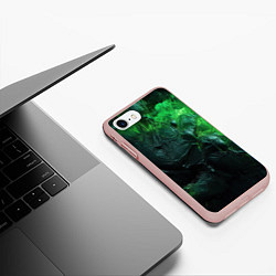 Чехол iPhone 7/8 матовый Зеленая объемная текстура, цвет: 3D-светло-розовый — фото 2