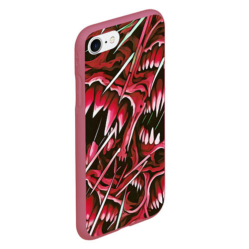 Чехол iPhone 7/8 матовый Красные клыки / 3D-Малиновый – фото 2