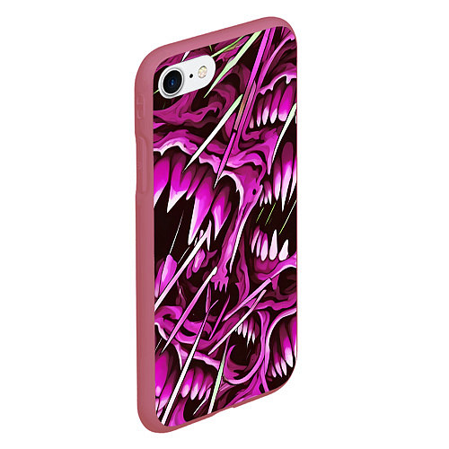 Чехол iPhone 7/8 матовый Розовые кислотные клыки / 3D-Малиновый – фото 2