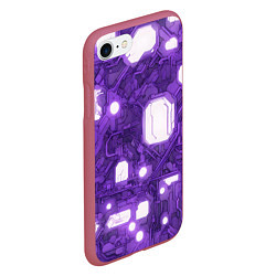 Чехол iPhone 7/8 матовый Фиолетовые кибернетические схемы неон, цвет: 3D-малиновый — фото 2
