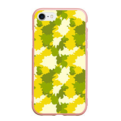 Чехол iPhone 7/8 матовый Желто-зеленый камуфляж, цвет: 3D-светло-розовый