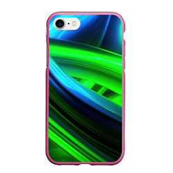 Чехол iPhone 7/8 матовый Зеленые абстрактные элементы, цвет: 3D-малиновый