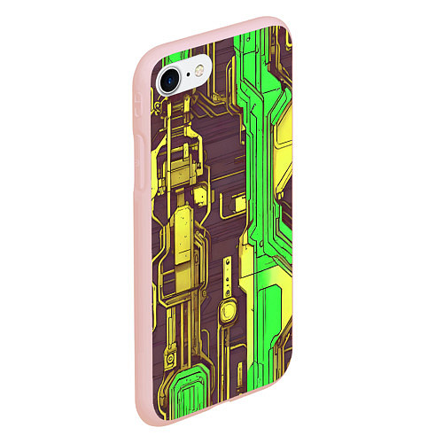Чехол iPhone 7/8 матовый Кибер схемы ксилотно-зелёные / 3D-Светло-розовый – фото 2