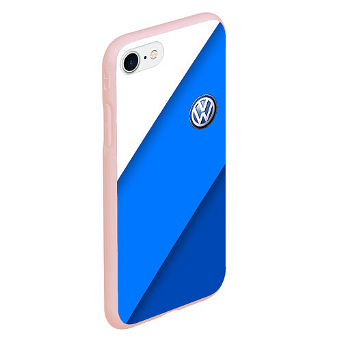 Чехол iPhone 7/8 матовый Volkswagen - голубые линии / 3D-Светло-розовый – фото 2