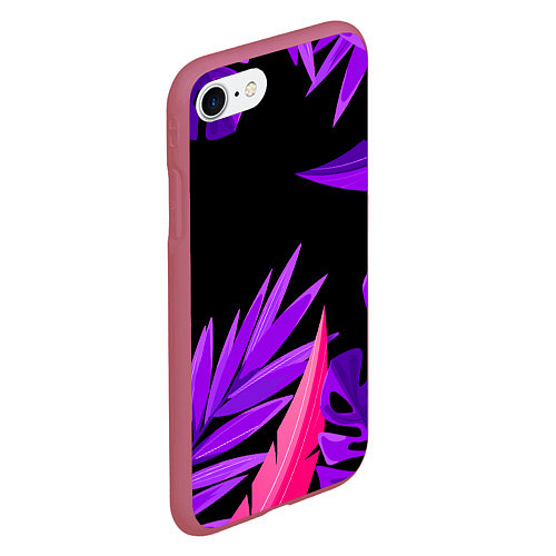 Чехол iPhone 7/8 матовый Floral composition - neon / 3D-Малиновый – фото 2