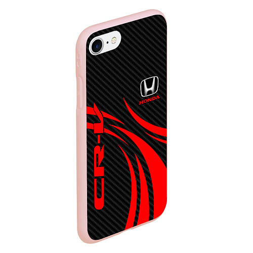 Чехол iPhone 7/8 матовый Honda CR-V - красный и карбон / 3D-Светло-розовый – фото 2