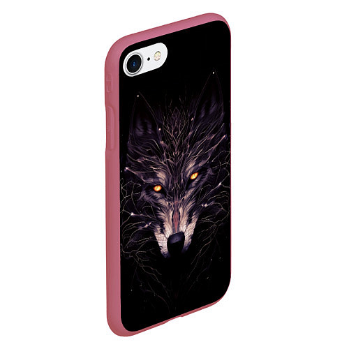 Чехол iPhone 7/8 матовый Волк в кромешной темноте / 3D-Малиновый – фото 2