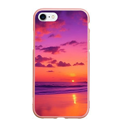 Чехол iPhone 7/8 матовый Пляж vice city, цвет: 3D-светло-розовый