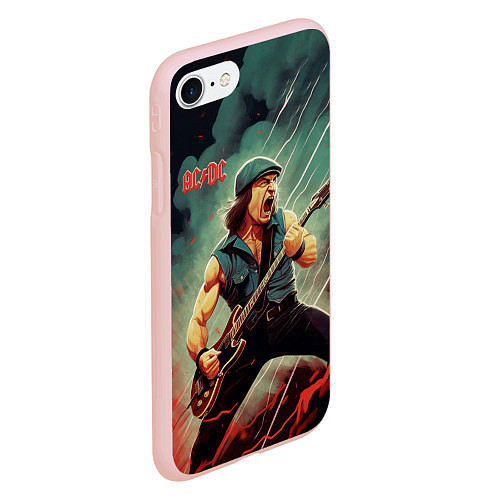 Чехол iPhone 7/8 матовый AC DC rock / 3D-Светло-розовый – фото 2