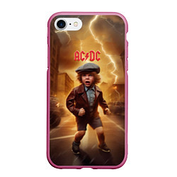 Чехол iPhone 7/8 матовый ACDC boy, цвет: 3D-малиновый