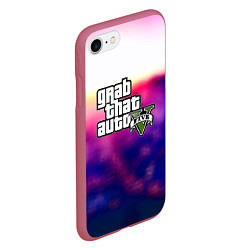 Чехол iPhone 7/8 матовый Gta neon 10 лет, цвет: 3D-малиновый — фото 2