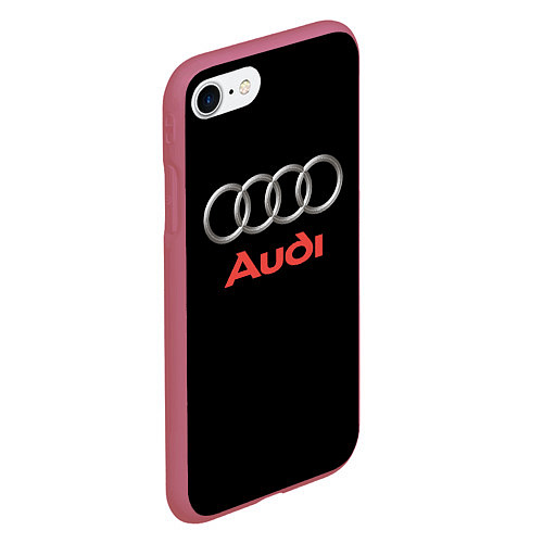Чехол iPhone 7/8 матовый Audi sport на чёрном / 3D-Малиновый – фото 2